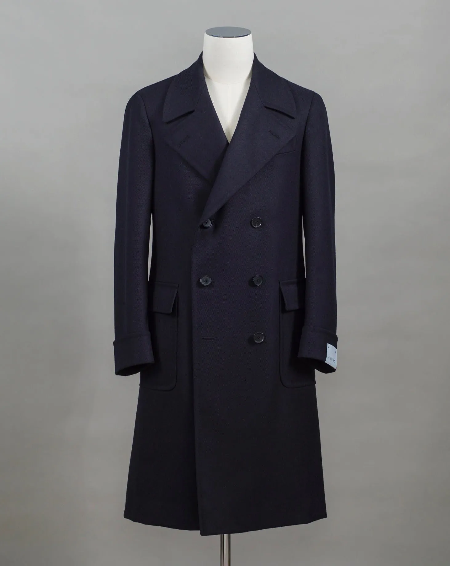 Caruso Otello Double-Breasted Wool Overcoat / Navy