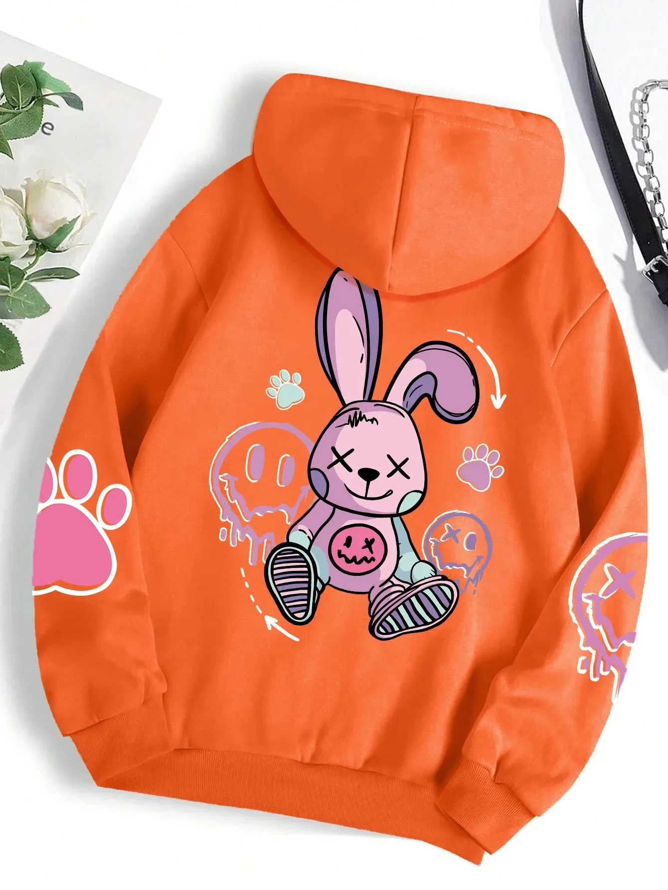 Casual Printed Female Hoodies Oversize Loose Sweatshirts