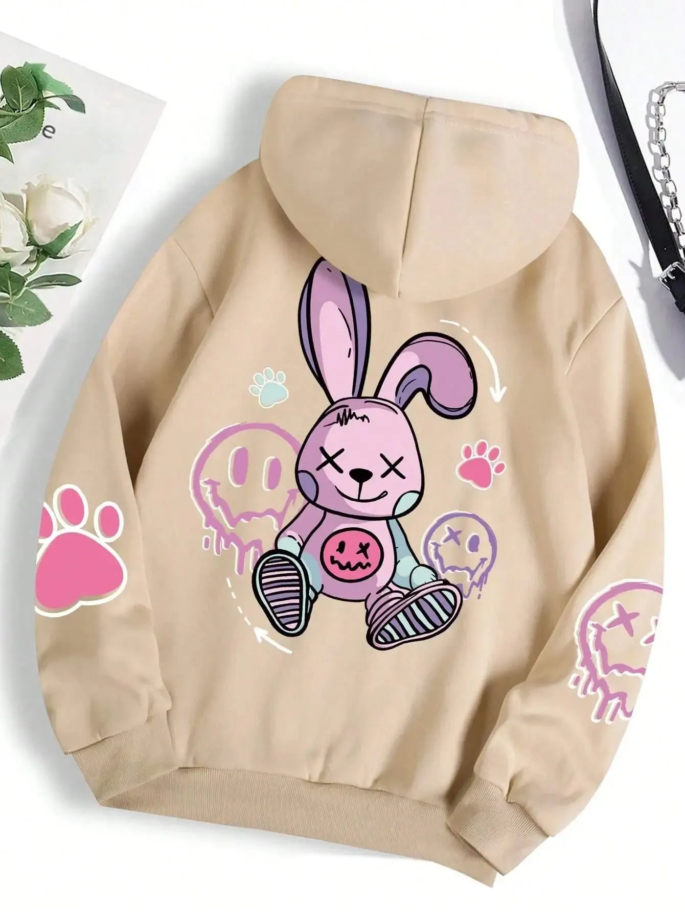 Casual Printed Female Hoodies Oversize Loose Sweatshirts