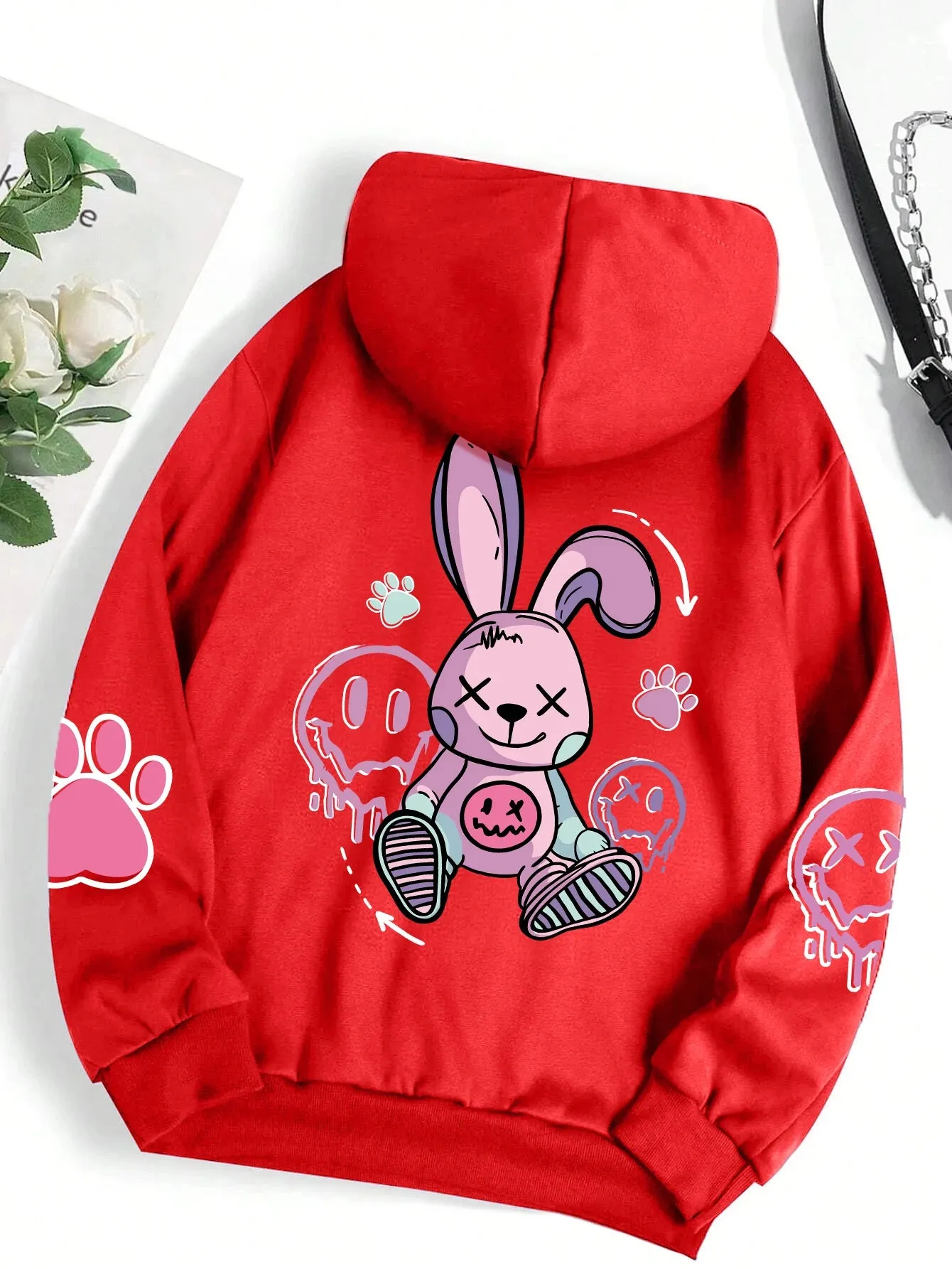 Casual Printed Female Hoodies Oversize Loose Sweatshirts