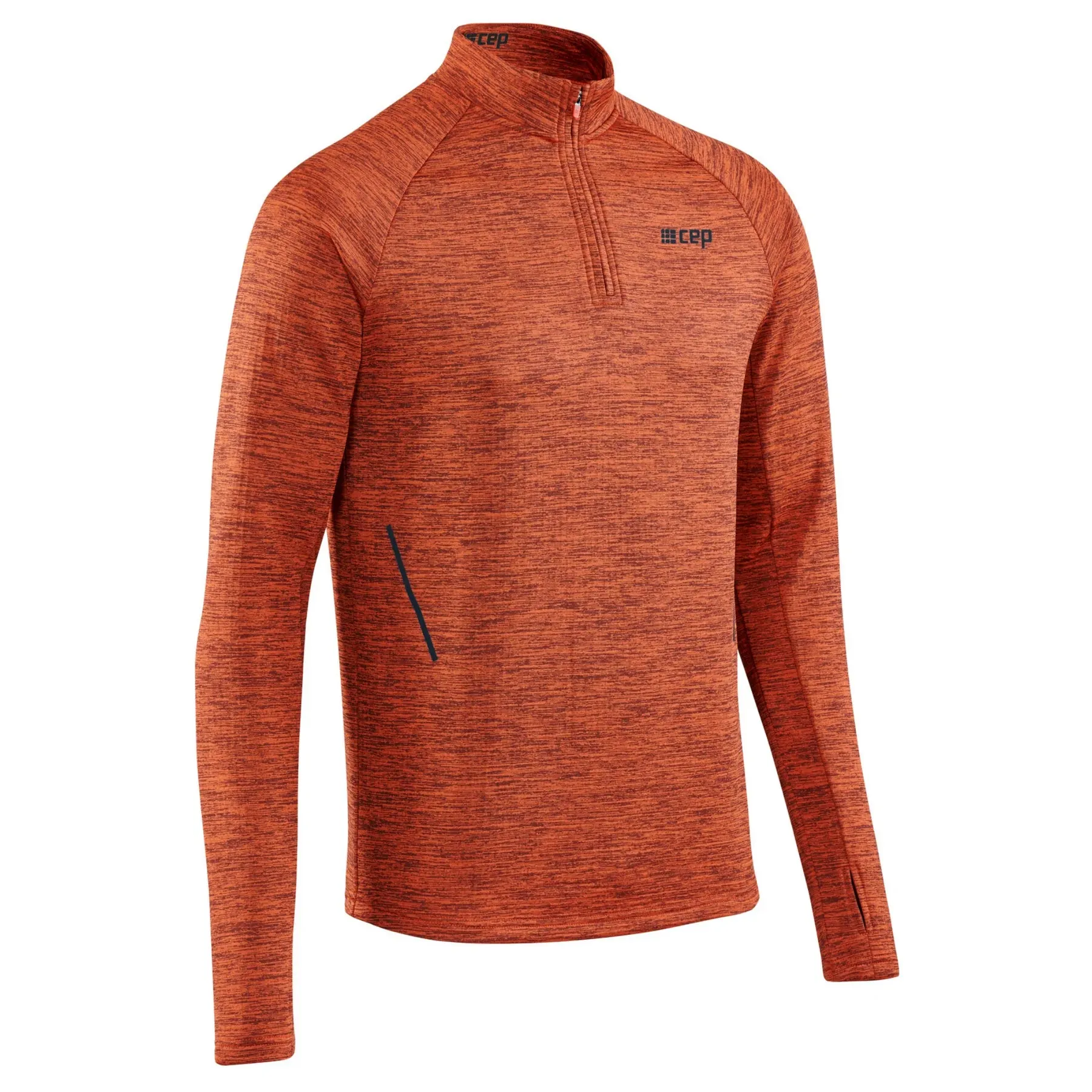 CEP | Winter Run Quarter Zip Pullover | Men's | Dark Orange Melange