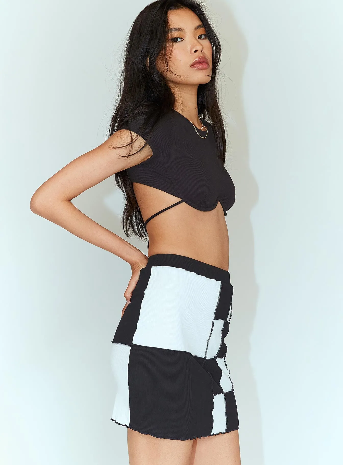 Chicago Panelled Mini Skirt Black