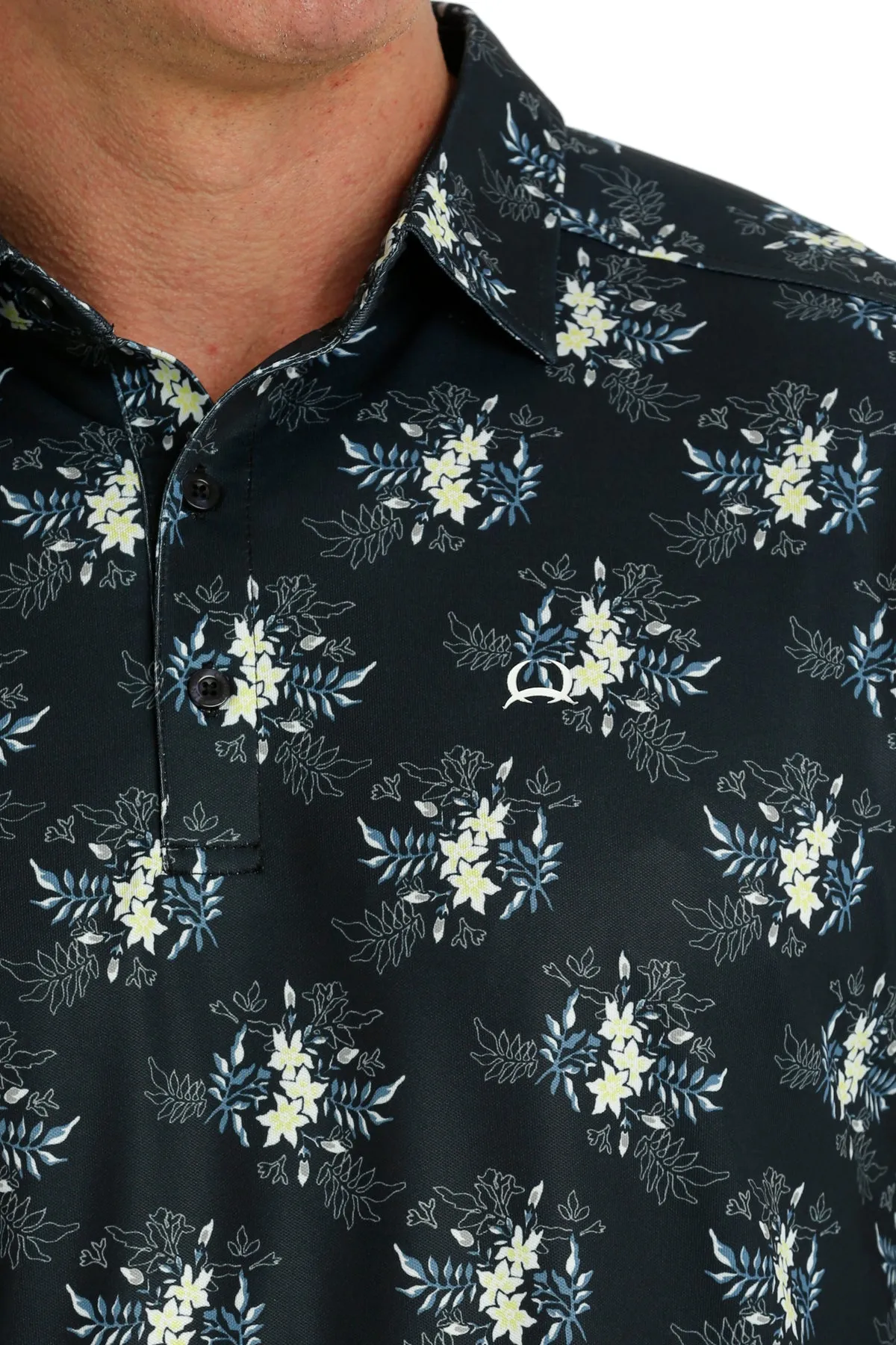 Cinch Men's Arenaflex Short Sleeve Floral Polo in Navy