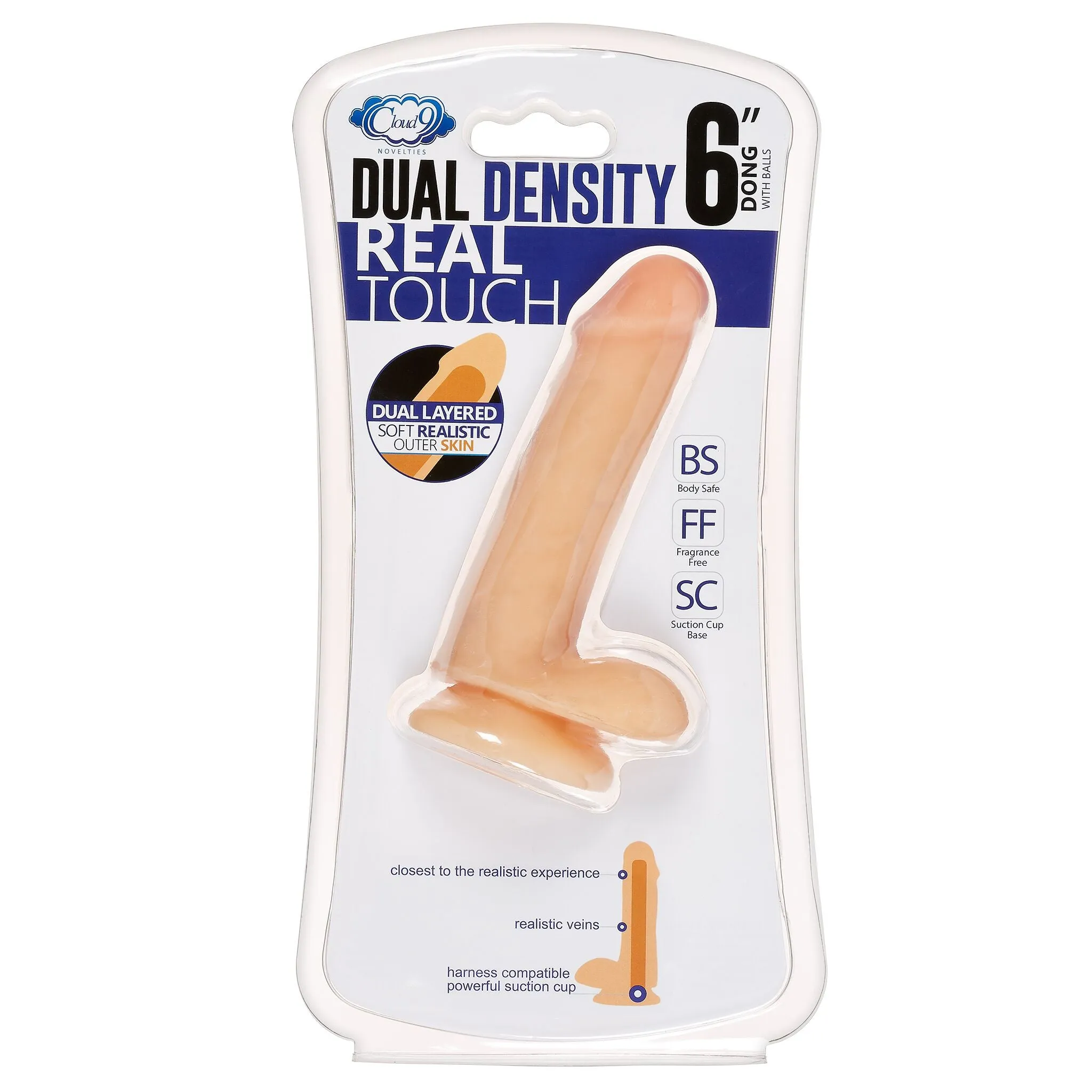 Cloud 9 Novelties Dual Density Real Touch 6 Inch With Balls - Flesh