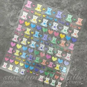 Colorful Teddy Bear Nail Art Nail Stickers