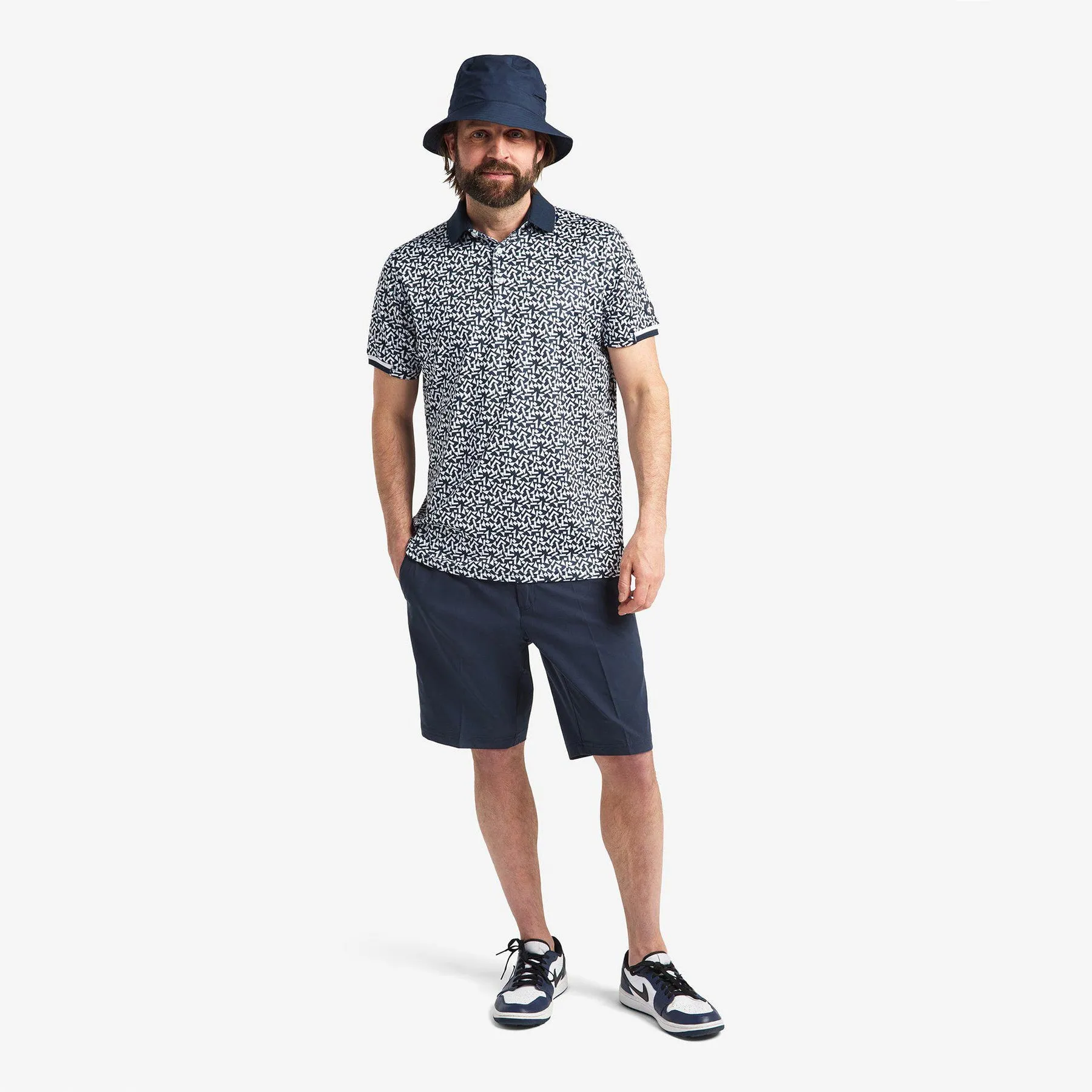 Cross Camo Golf Polo Shirt - Navy