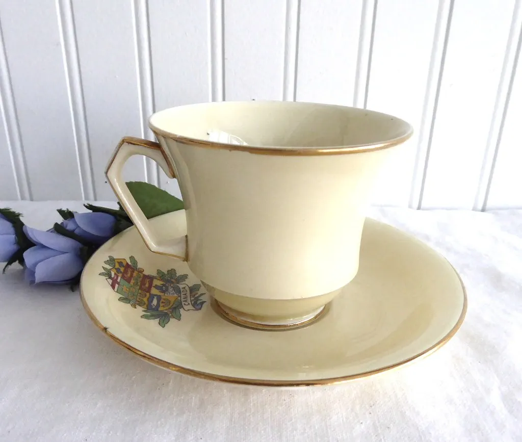 Cup And Saucer Royal Winton Grimwades Crest Of Canada 1930s Canadian Souvenir