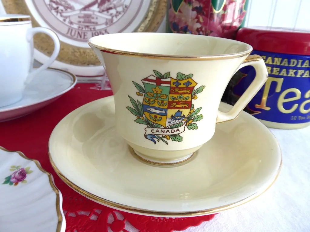 Cup And Saucer Royal Winton Grimwades Crest Of Canada 1930s Canadian Souvenir