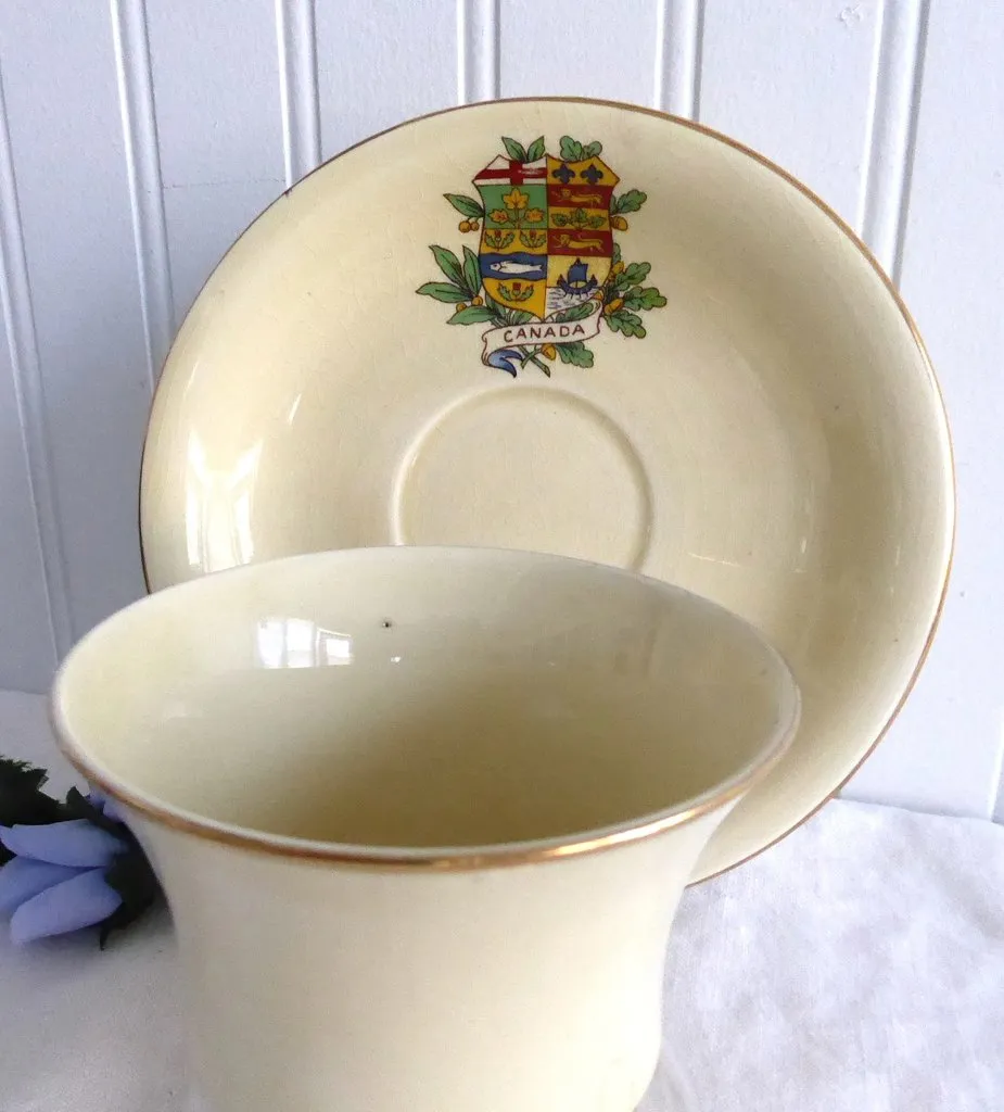 Cup And Saucer Royal Winton Grimwades Crest Of Canada 1930s Canadian Souvenir