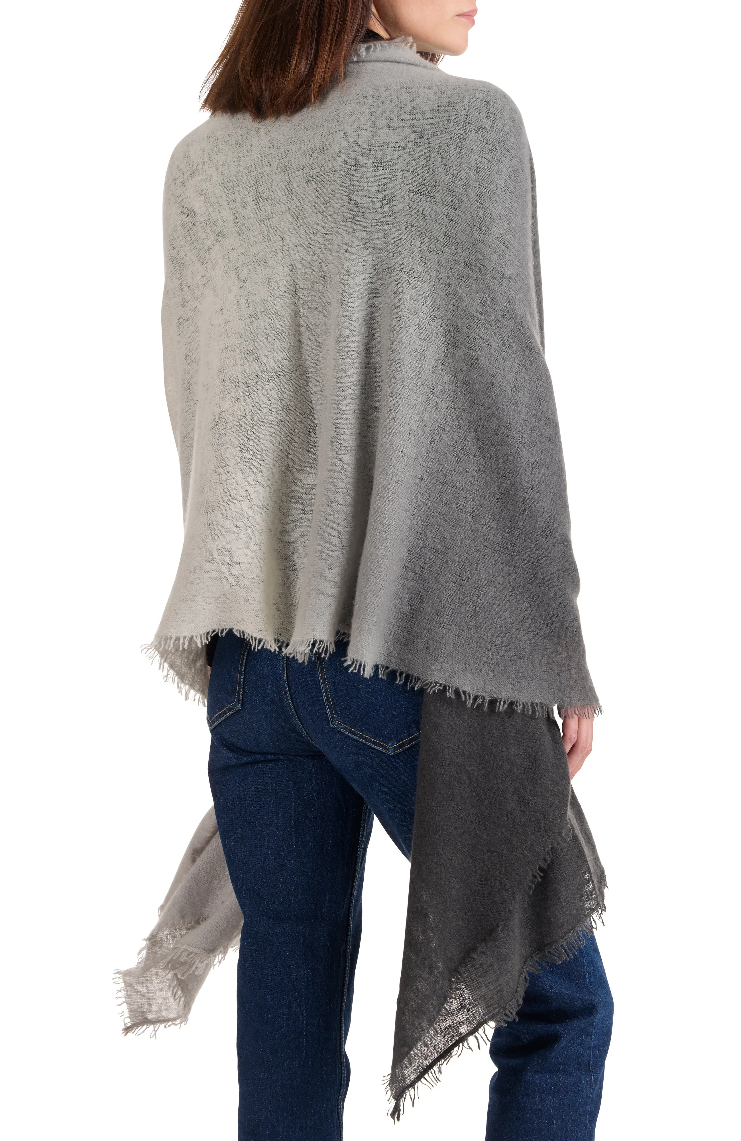 DIP-DYED CASHMERE WRAP WITH FRINGE