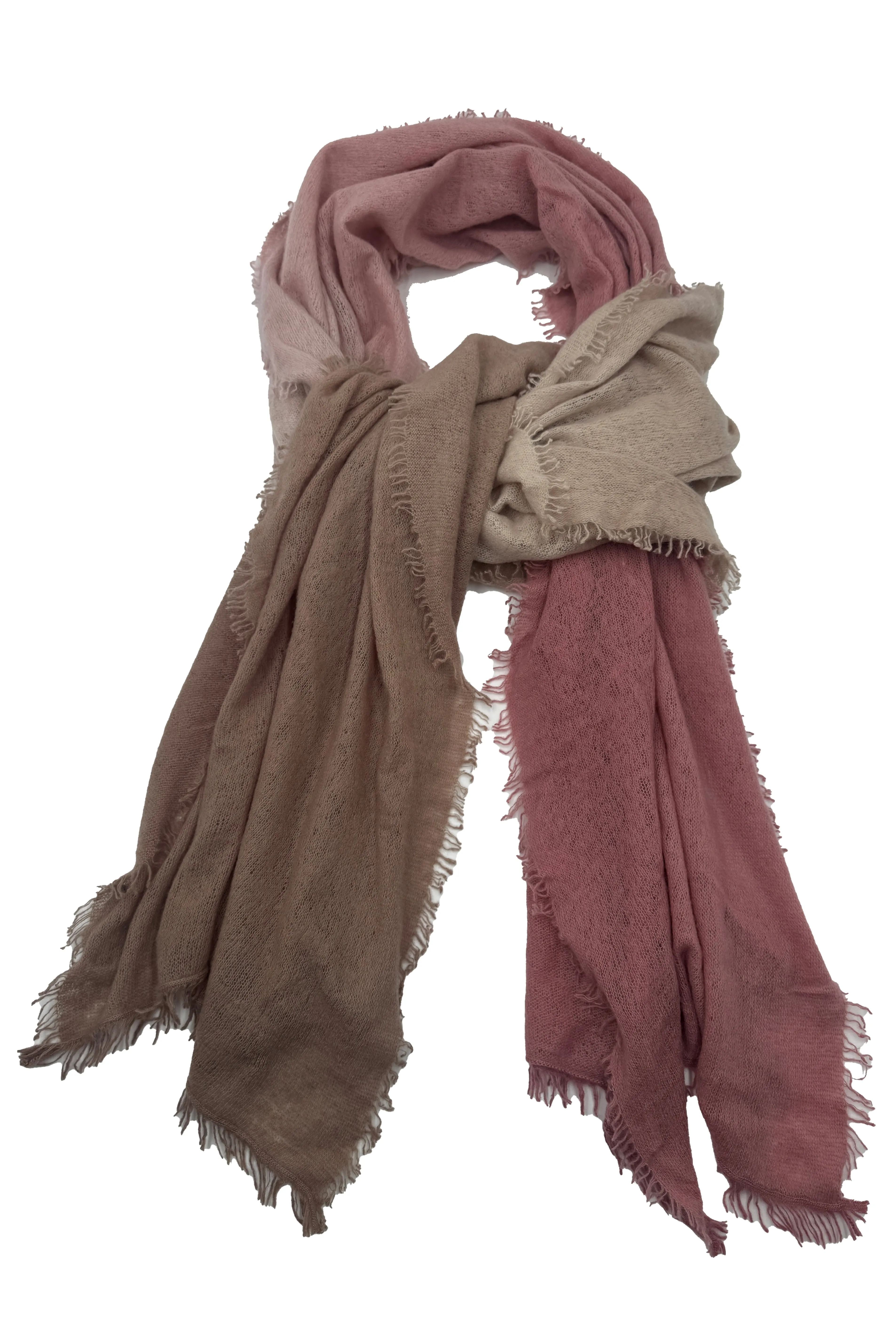 DIP-DYED CASHMERE WRAP WITH FRINGE