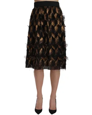 Dolce & Gabbana Black Fringed A-Line Skirt