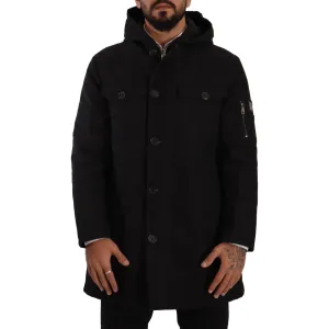 Dolce & Gabbana Elegant Black Parka Hooded Jacket