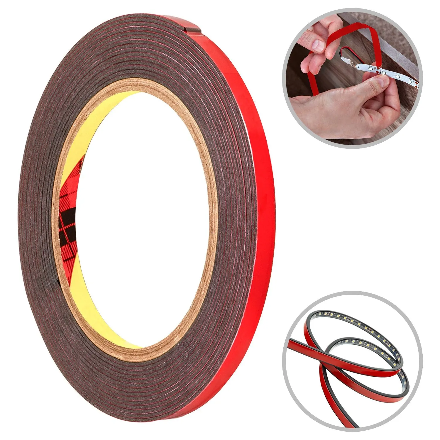 Double Sided LED Tape, Heavy Duty, Mounting Tape, Made in USA (0.4in x 32ft)