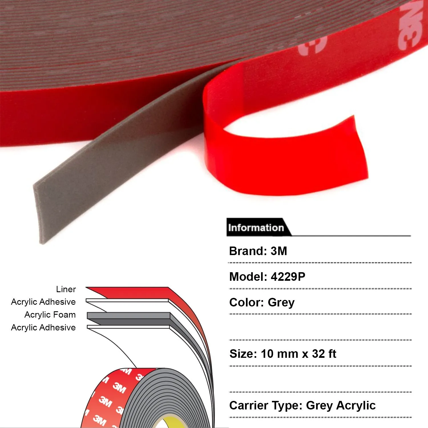 Double Sided LED Tape, Heavy Duty, Mounting Tape, Made in USA (0.4in x 32ft)