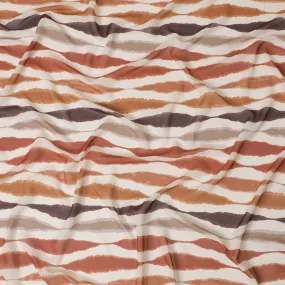 Earthy Toned Striped Synthetic Modal Satin Fabric - 110cm Wide, Silky Texture, Perfect for Sophisticated Apparel-D18415