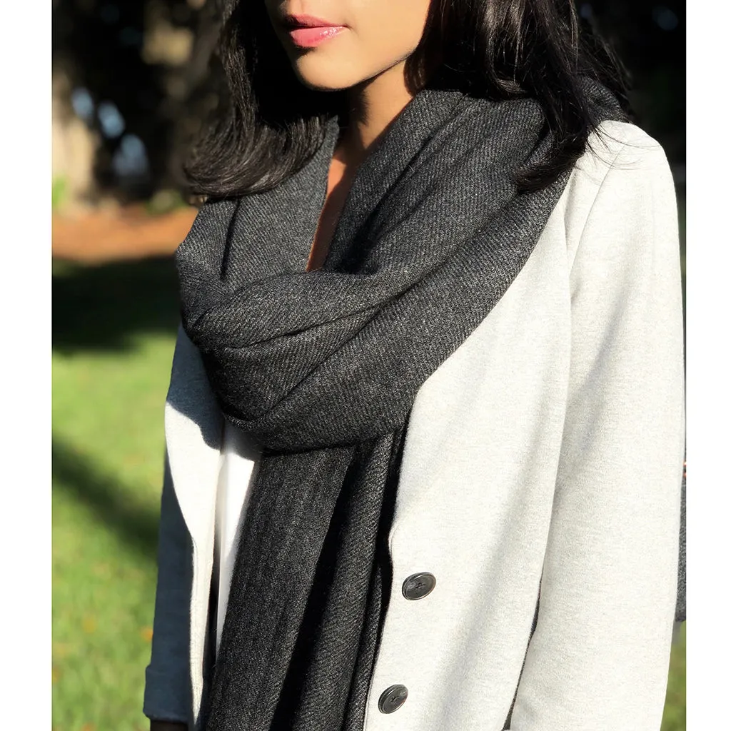 Eco-Friendly Charcoal Handloom Cashmere Scarf