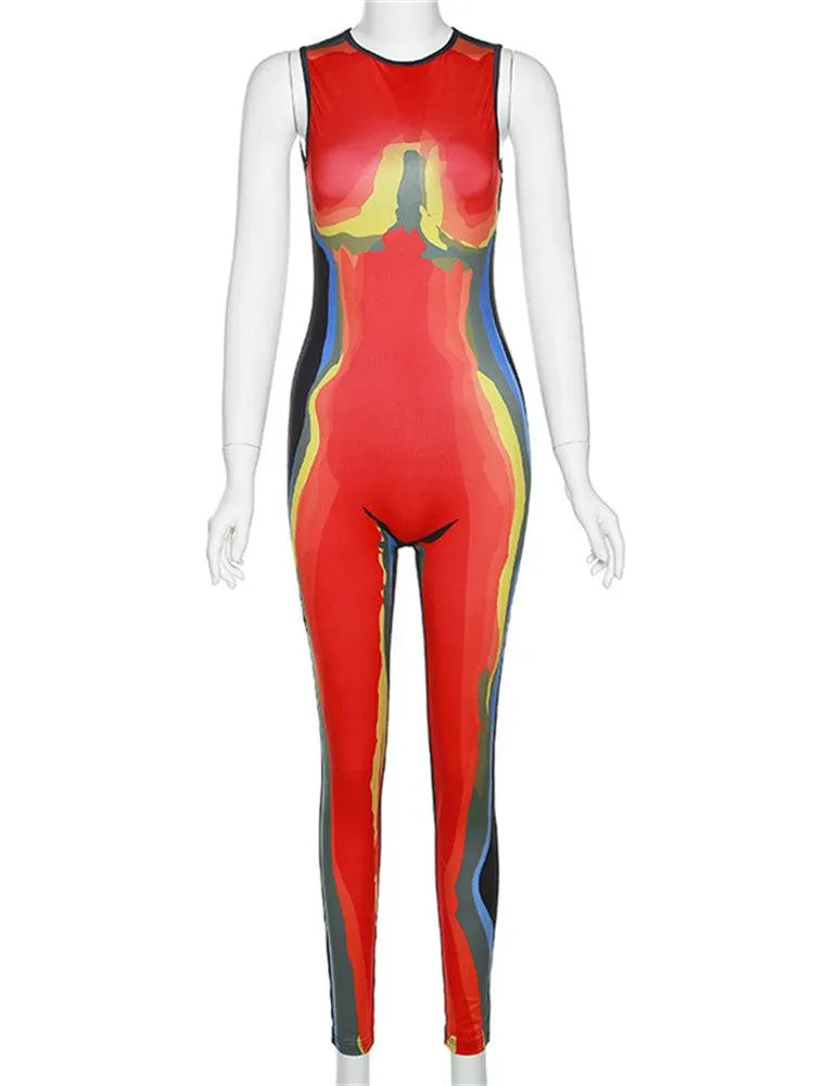 Electric Silhouette Body-con Jumpsuit