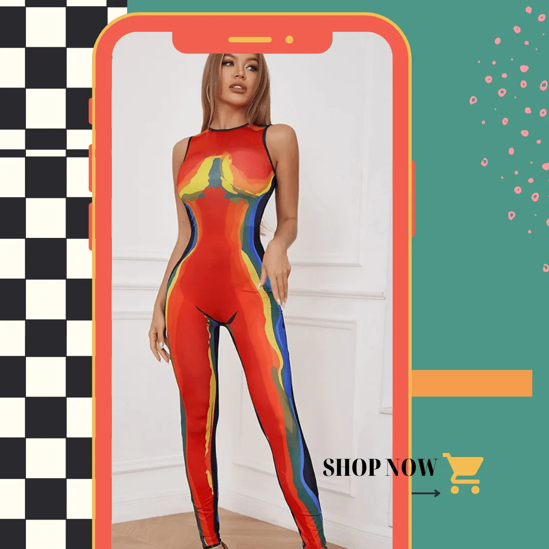 Electric Silhouette Body-con Jumpsuit