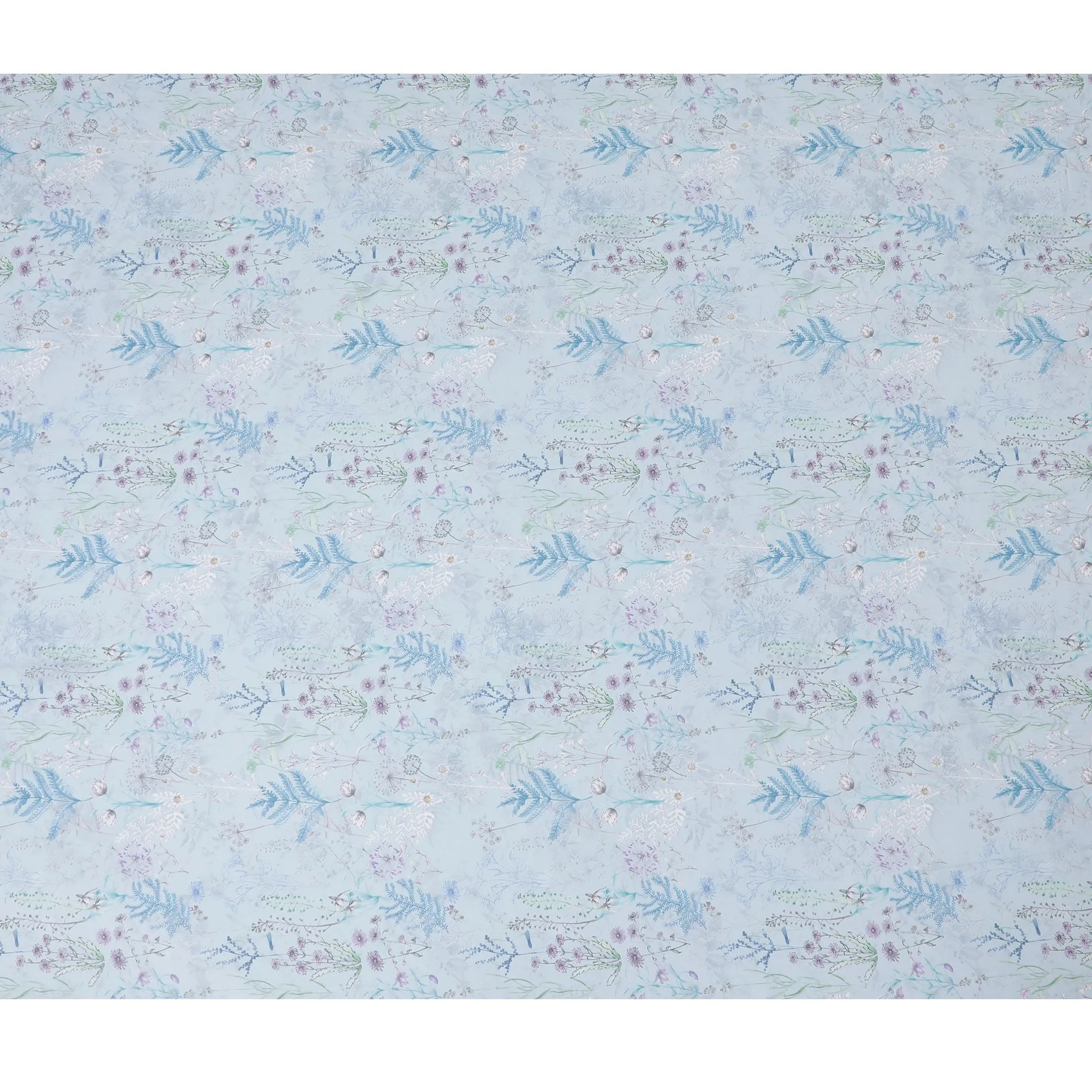 Elegant Sky Blue Floral Synthetic Modal Satin Fabric - 110cm Width-D18420