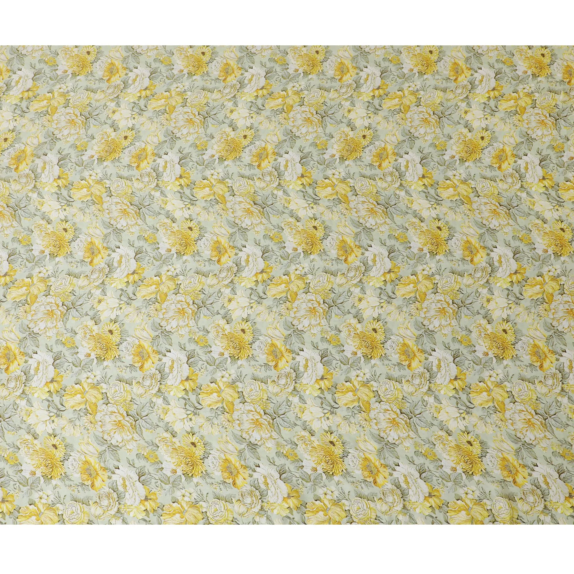 Elegant Yellow Floral Print Modal Satin Fabric - 110 cm Width, Premium Quality Soft Material from India-D19217