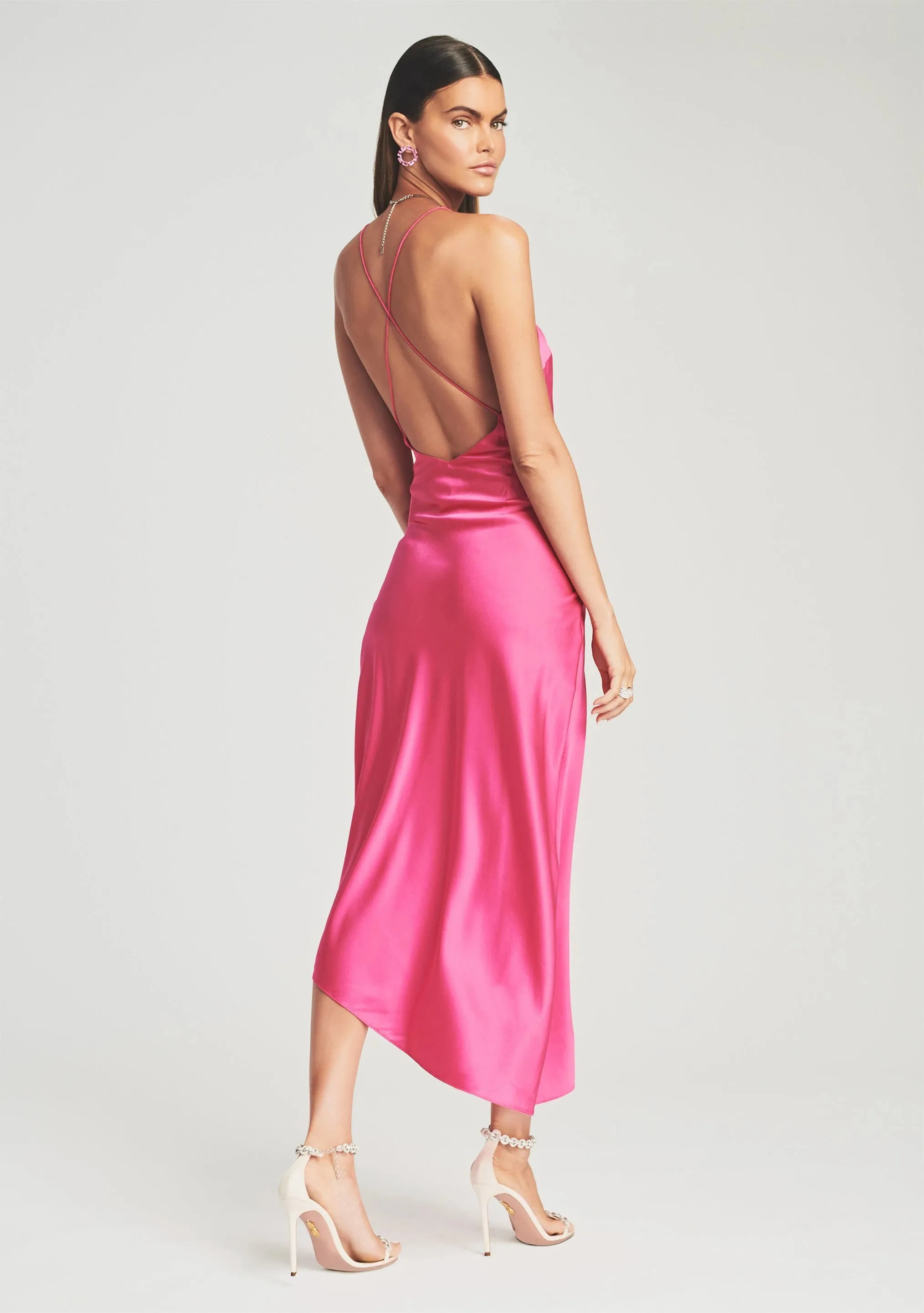 Emma Silk Dress - Fuschia Purple