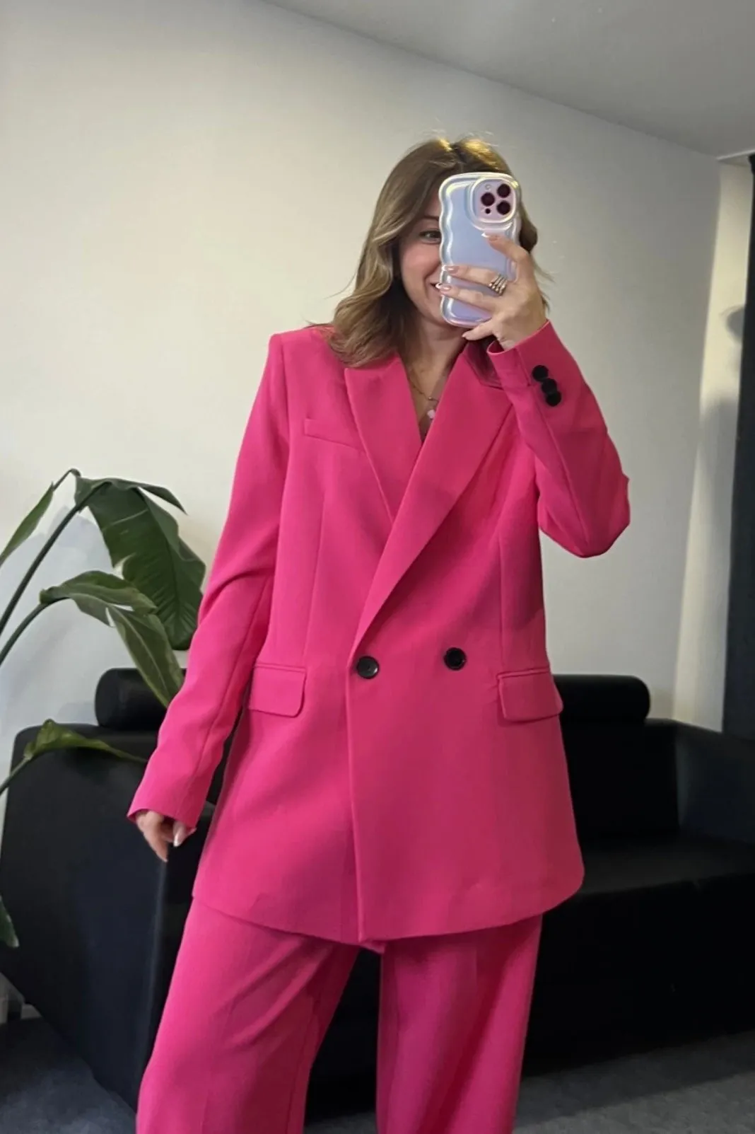 Ensemble tailleur rose vif