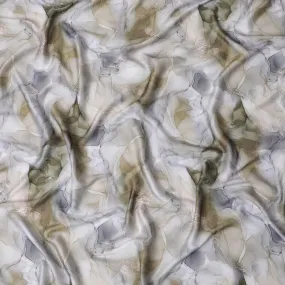 Ethereal Marble Swirl Modal Satin Fabric - 110cm Wide, Luxurious Textile from India-D18523