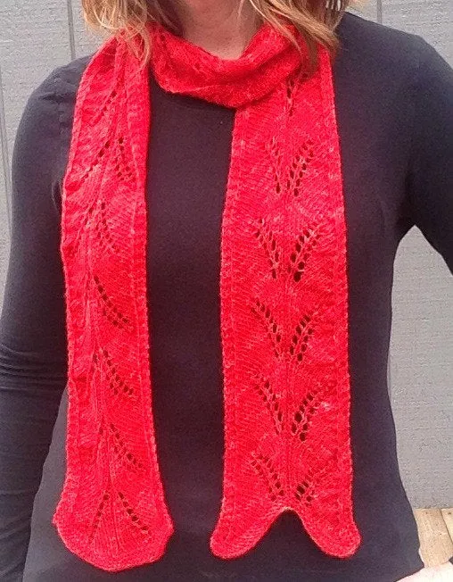 Fish Tail Lace Scarf Knitting Pattern, Treasured Toes Sock Yarn