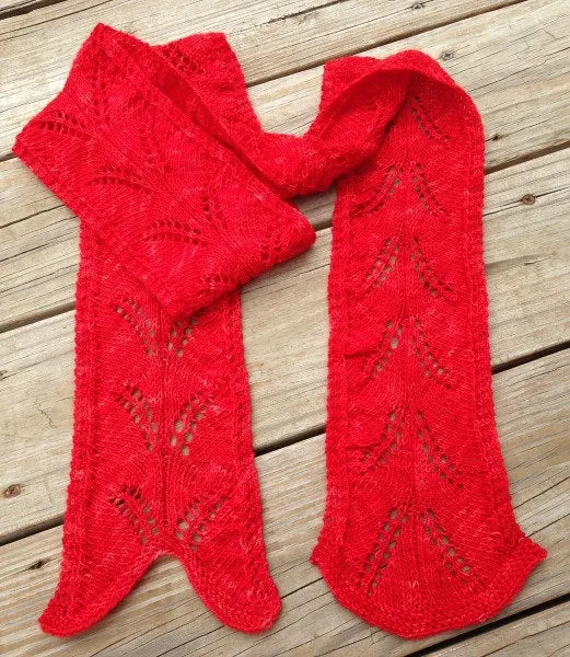 Fish Tail Lace Scarf Knitting Pattern, Treasured Toes Sock Yarn