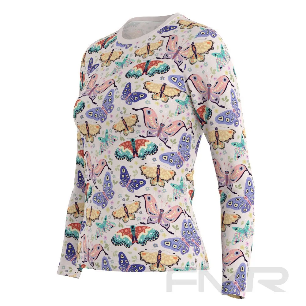 FMR Women's Butterfly Print Long Sleeve Running Shirt