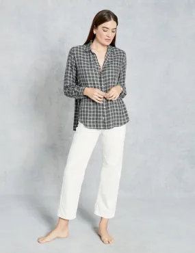 Frank & Eileen - Women L/S Button Down Shirt in Charcoal Grey Windowpane