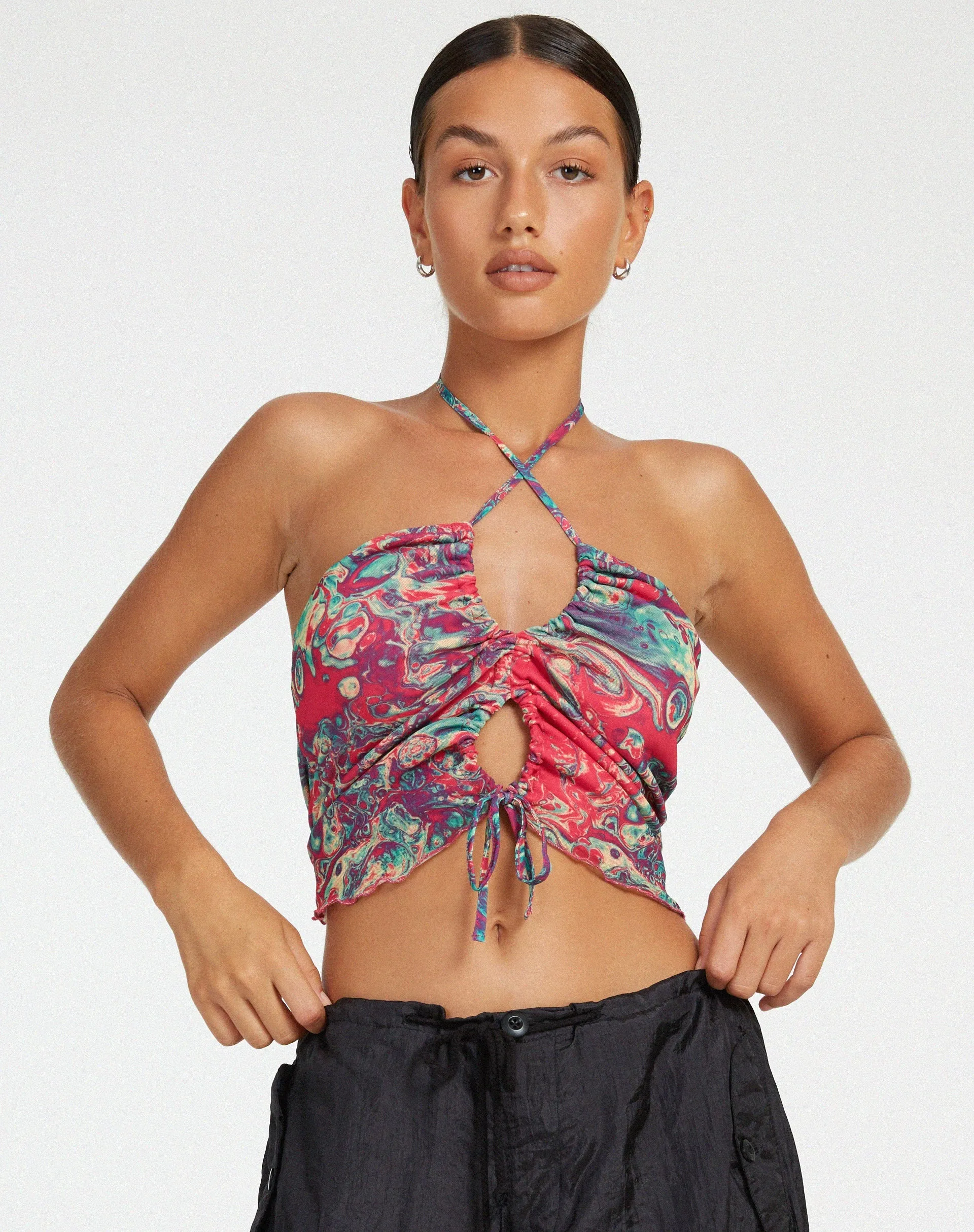 Fusena Cutout Top in Festival Print