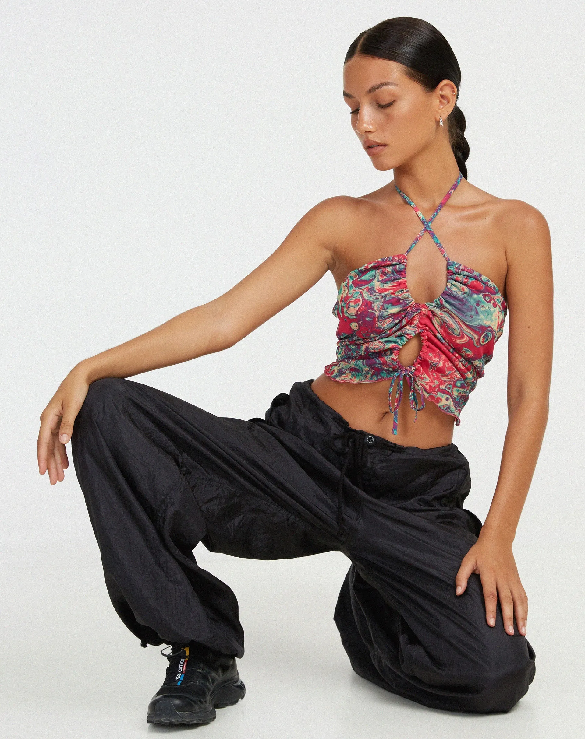 Fusena Cutout Top in Festival Print