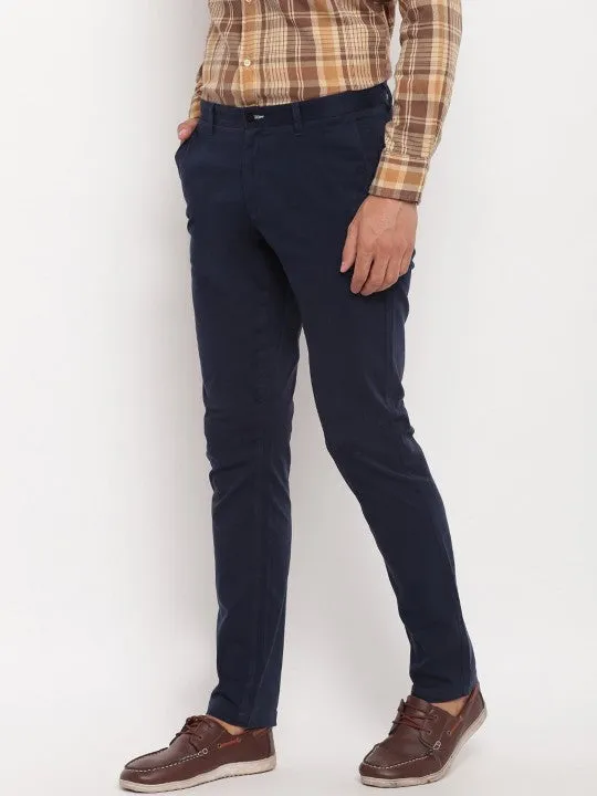 Gant Men Blue Solid Regular Fit Mid-Rise Chinos Trouser