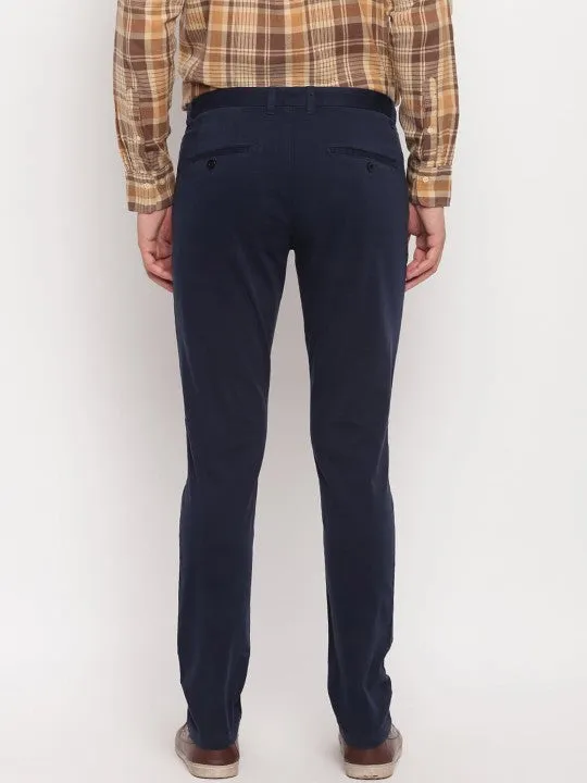 Gant Men Blue Solid Regular Fit Mid-Rise Chinos Trouser