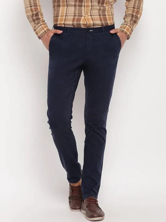 Gant Men Blue Solid Regular Fit Mid-Rise Chinos Trouser