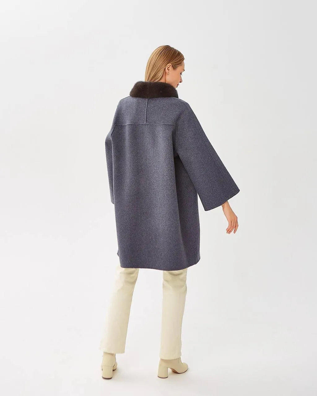 Genuine Scandinavian Mink Fur Virgin Wool Coat