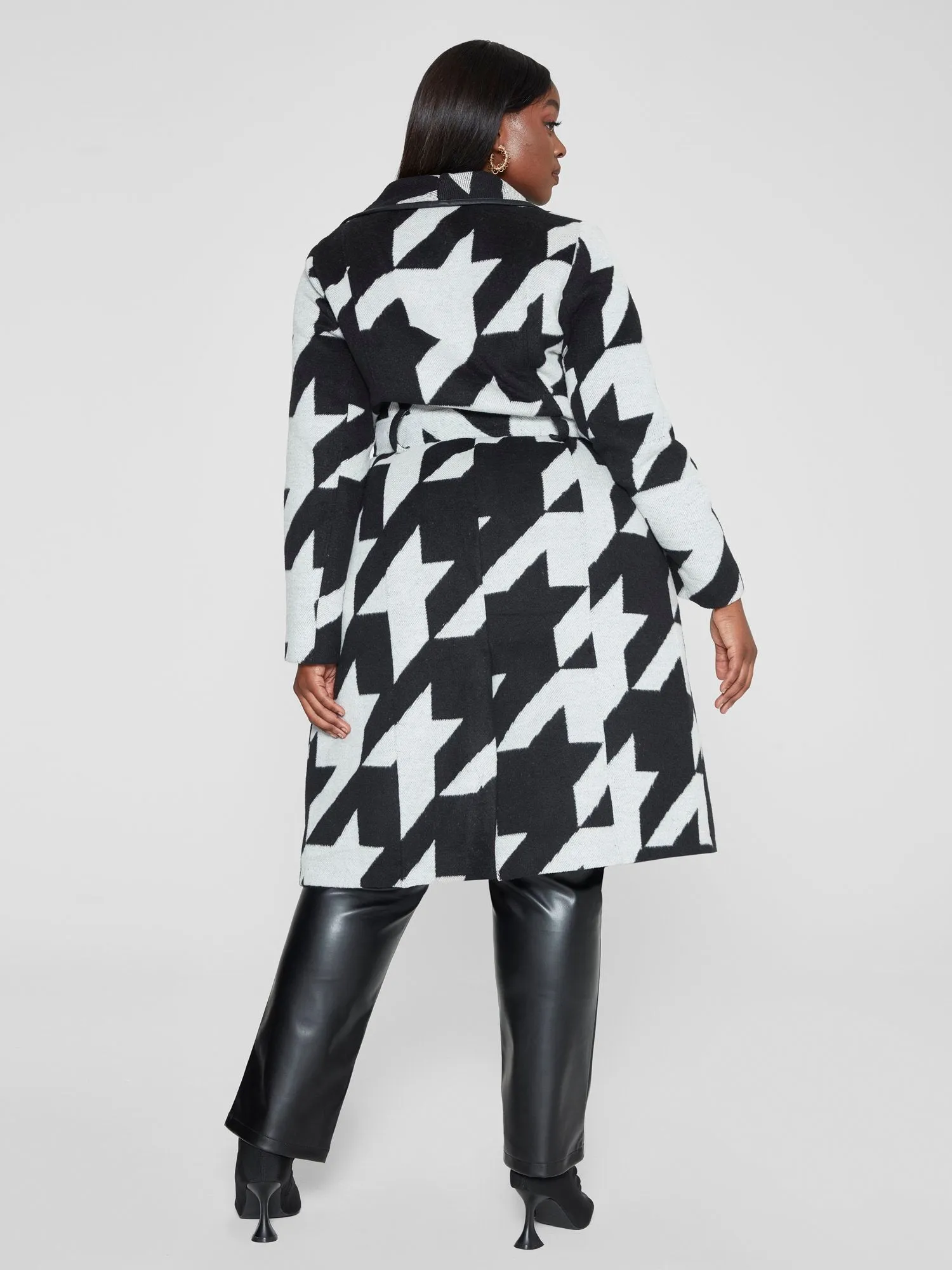 Giovanna Houndstooth Belted Coat