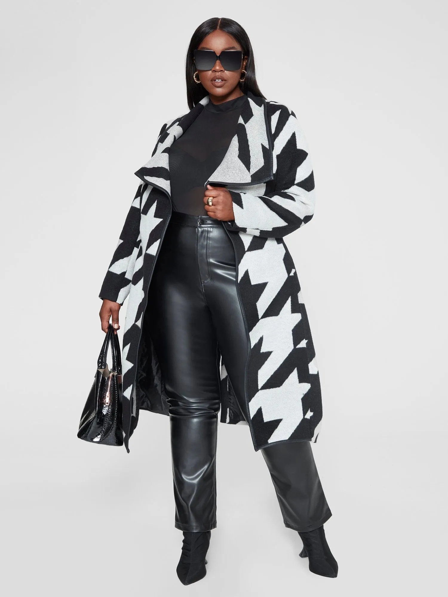 Giovanna Houndstooth Belted Coat