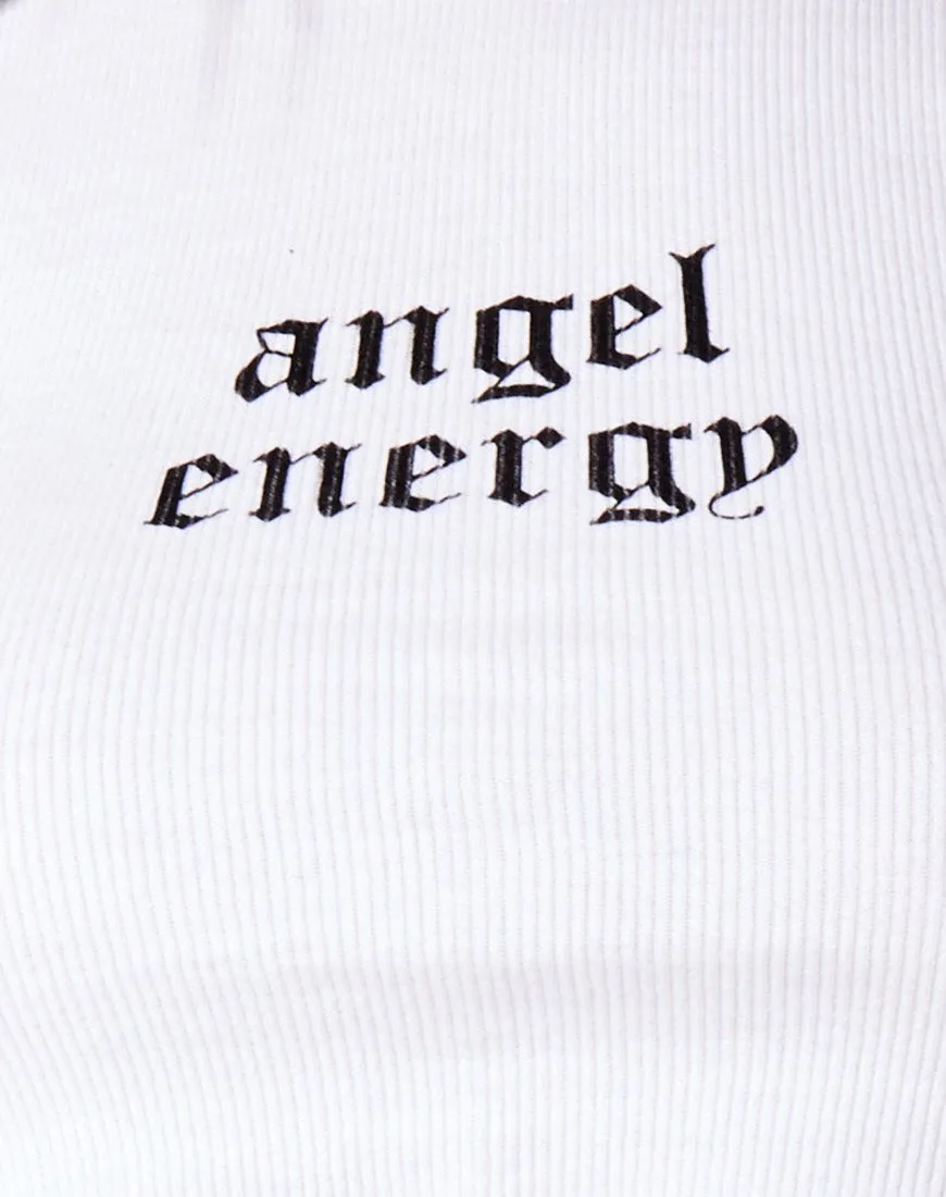 Givas Crop Top in White 'Angel Energy' in Black