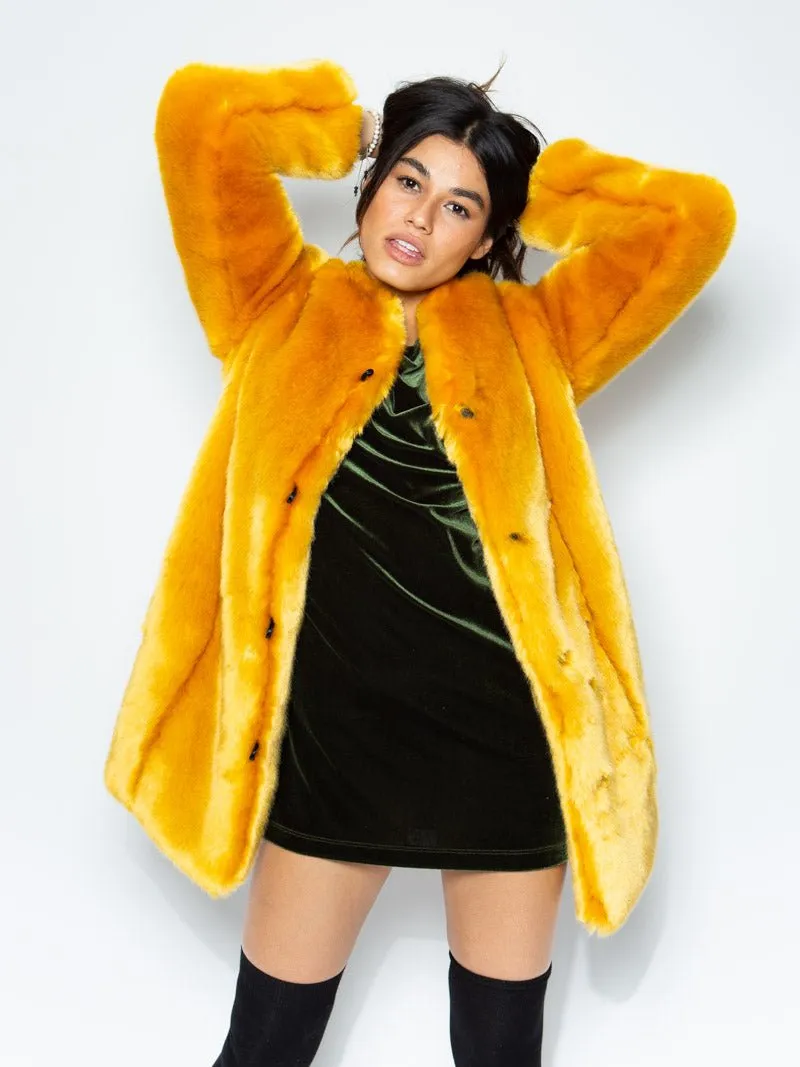 Golden Wolf V-Neck Luxe Faux Fur Coat | Women's