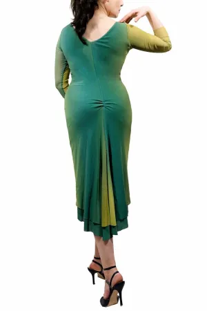 green ombre NINA mesh tango dress with sleeves