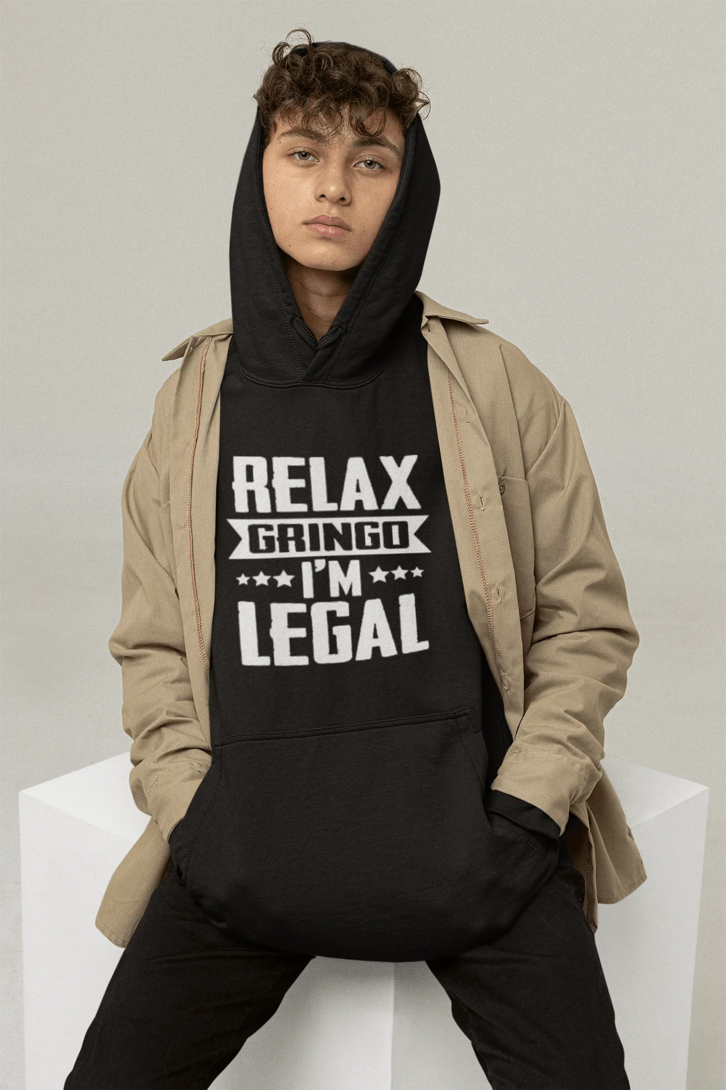 Humor Hoodie Relax Gringo I'm Legal Blended Cotton Midweight Unisex Pullover