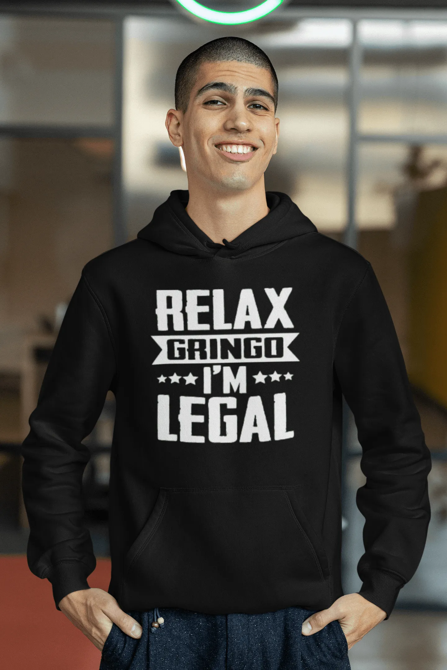 Humor Hoodie Relax Gringo I'm Legal Blended Cotton Midweight Unisex Pullover