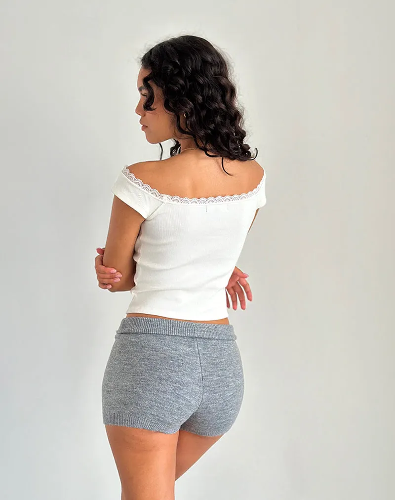 Husan Hot Pants in Knit Grey