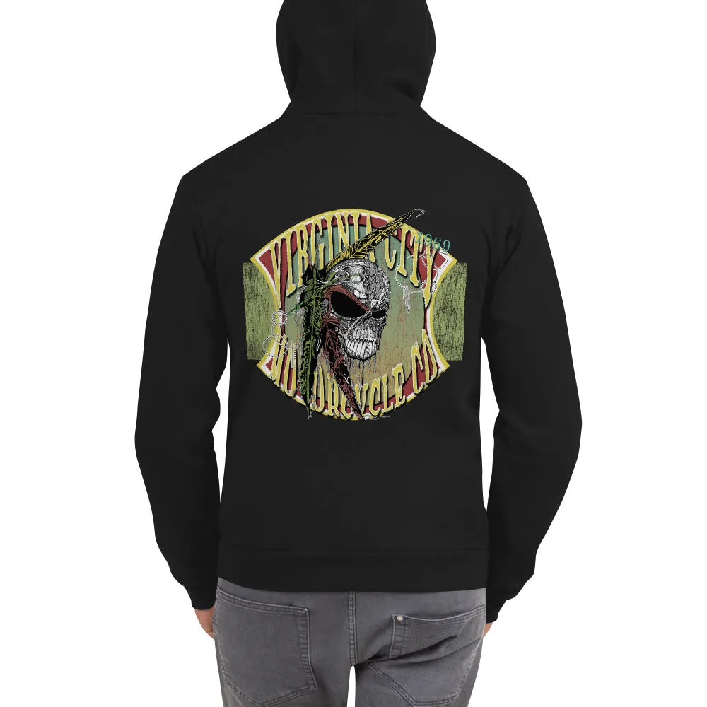 Indian Brave Skull Zip-Up Hoodie