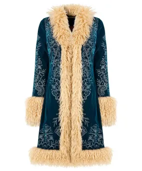 Joe Browns 18 Teal Embroidered Boho Boutique Coat