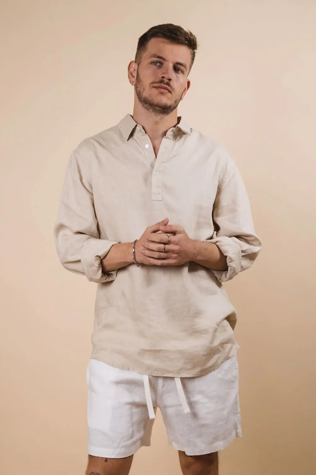 Kore Studios - Cannes L/S Linen Polo Hay