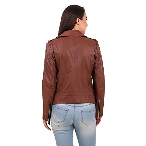 Leather Retail Faux Fur Women's Girl'S Solid Biker Jacket_Lrfrbrme004_Brown_M